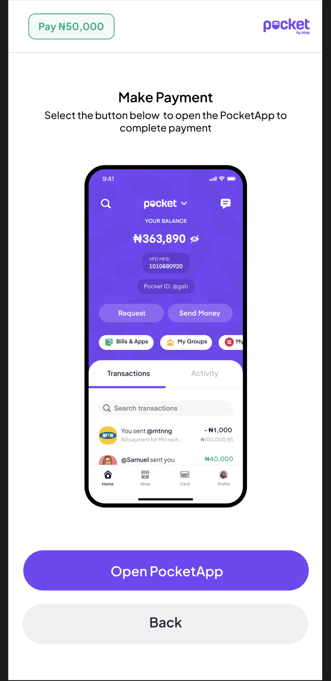Mobile checkout view